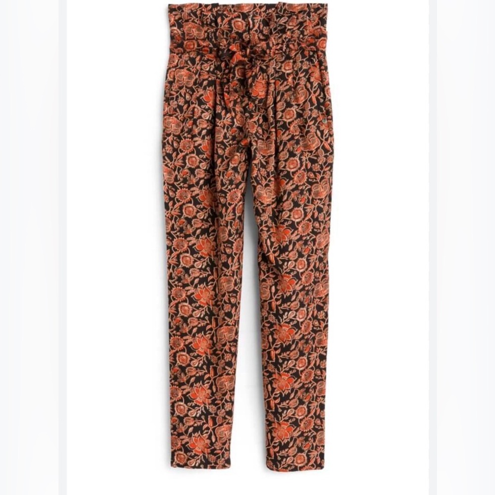 Scotch & Soda Black and Rust Floral Straight-Leg Pants
